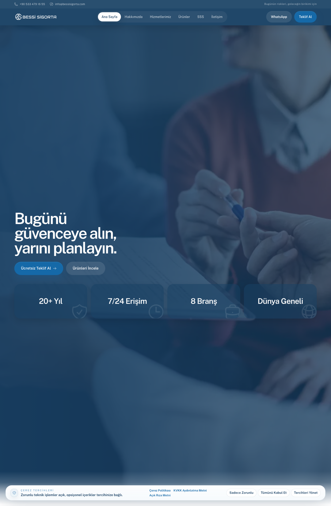 Bessi Sigorta ana sayfasından alınmış ekran görüntüsü